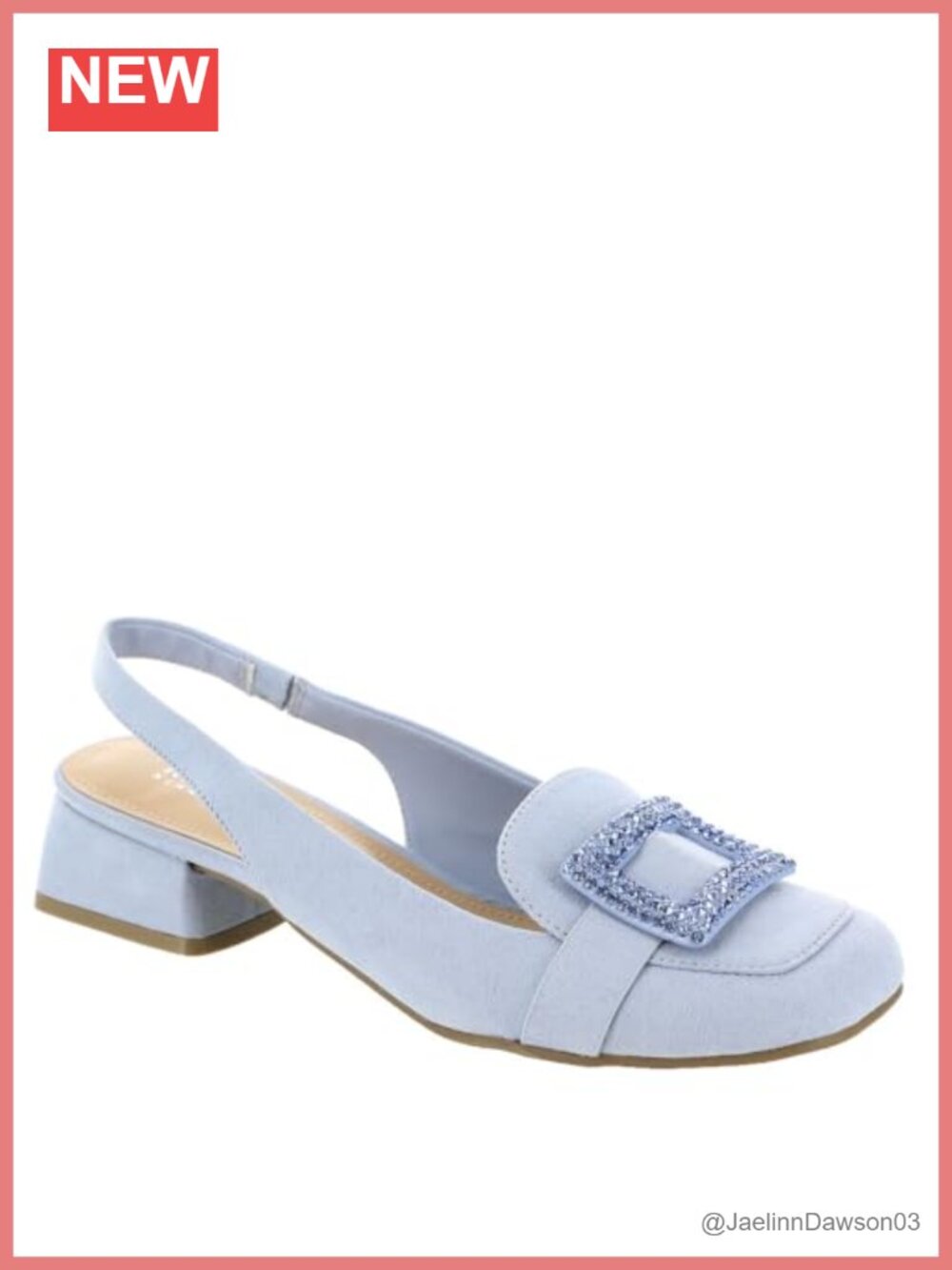 Slingback Loafer with Buckle Detail Square Toe Block Heel
